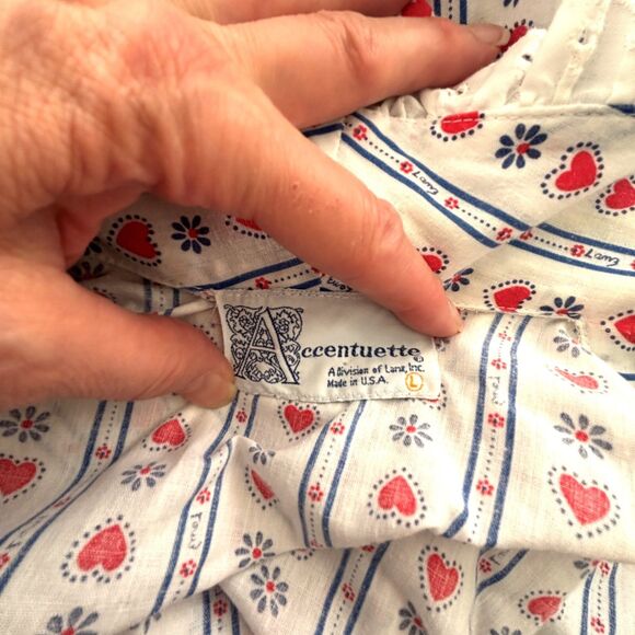 Vtg Womens Nightgown Robe Size L 70s Calico Prairie Cottage Accentuette Lanz - Picture 10 of 10